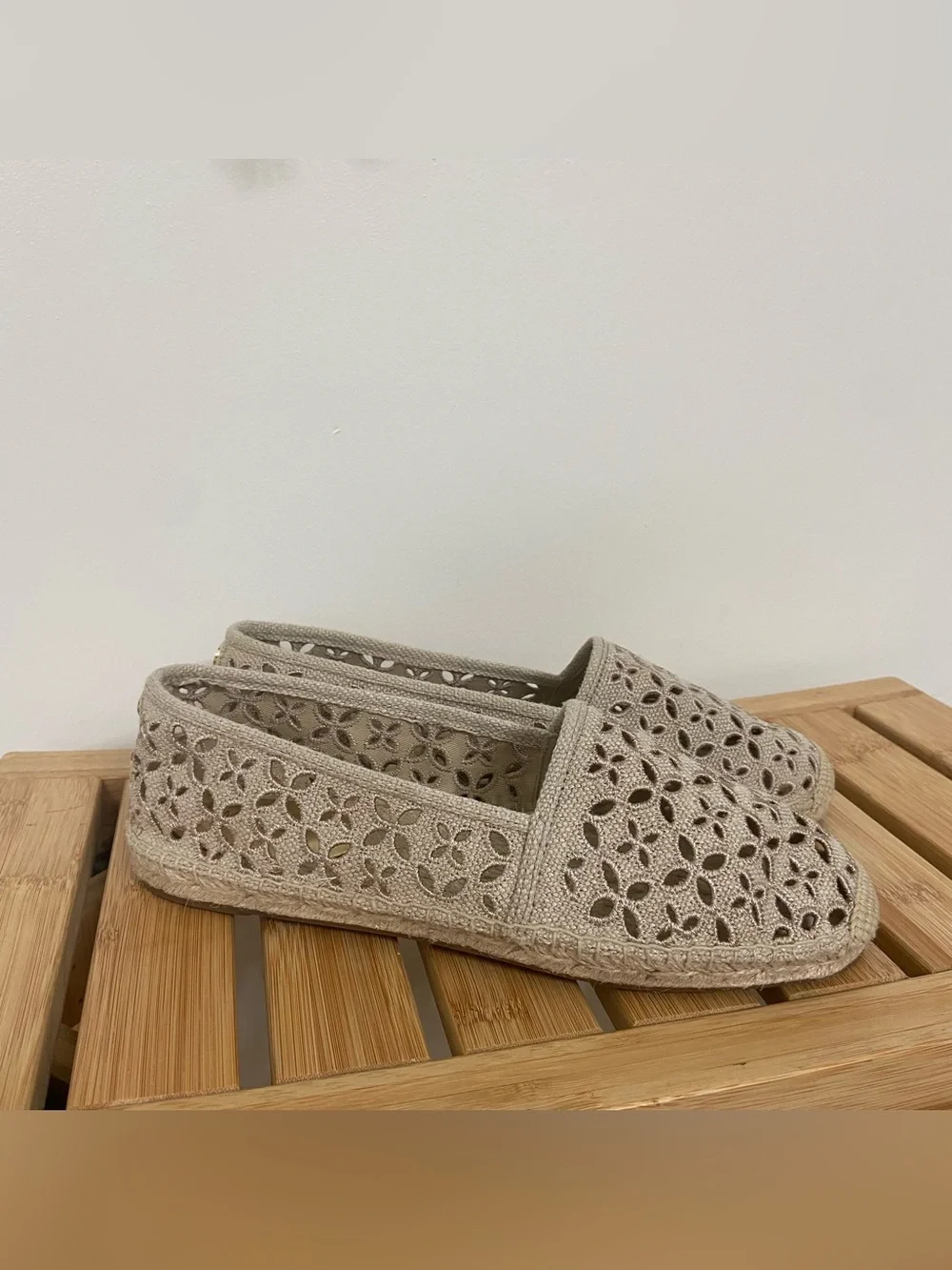 Michael Kors Beige Crochet Espadrille Slip-Ons